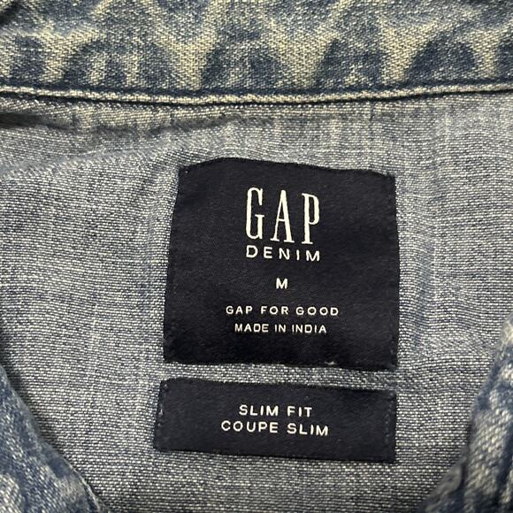 Gap Western Pearl Snap Shirt Womens Medium Button Front Long Sleeve Cotton - Picture 6 of 6